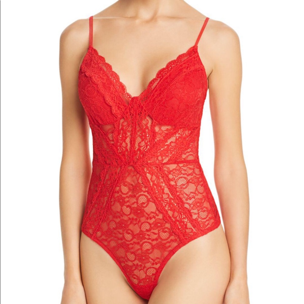 NWT Guess Red Lace Lingerie Bodysuit